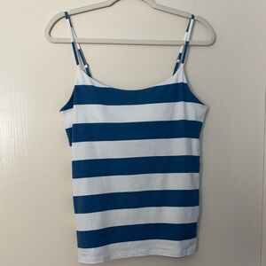 Joe fresh Blue and White Striped Spaghetti Strap Cotton Stretchy Cami, size M